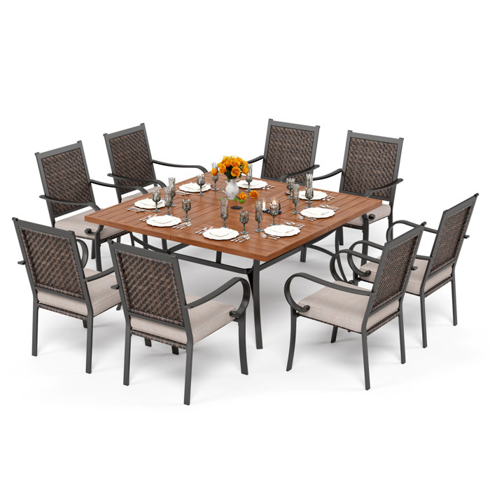 Lark Manor Ballarat 8 Person Square Outdoor Dining Set with Cushions & Reviews Wayfair